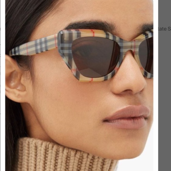 53MM Tartan Cat Eye Sunglasses - Picture 1 of 9